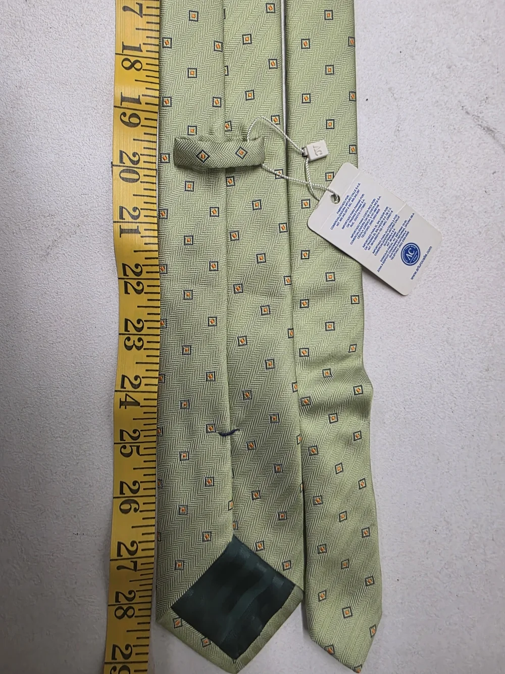 Arturo Calle Men's Green Geometric Necktie Italian Fabric New With Tags